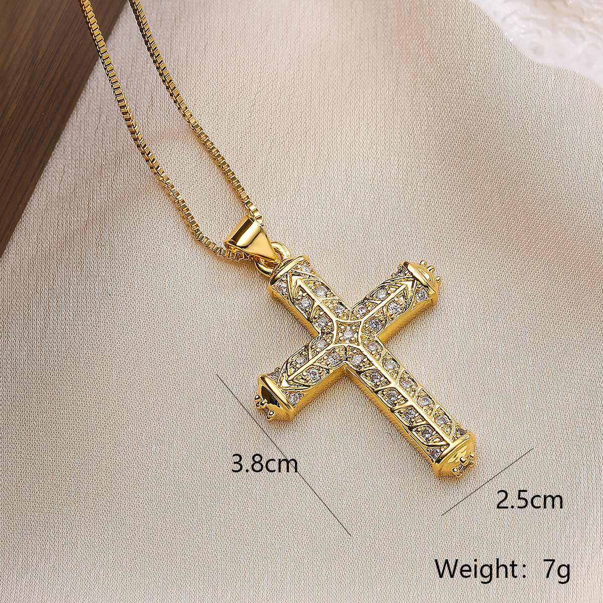 Simple Style Commute Cross Copper Plating Inlay Zircon 18k Gold Plated Pendant Necklace display picture 3