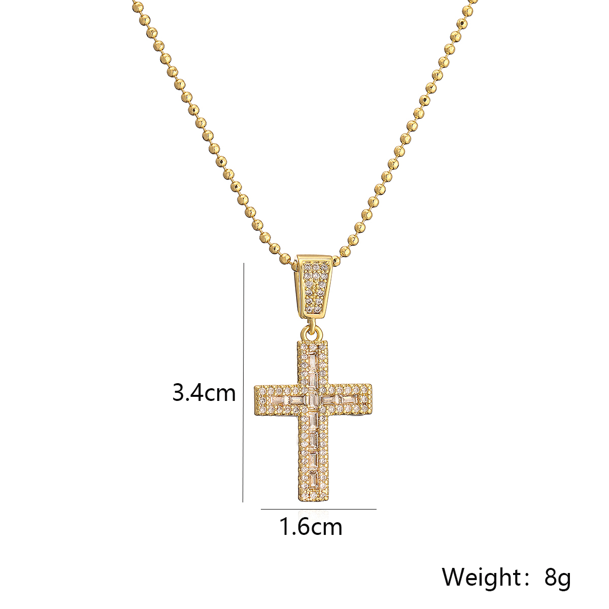 Simple Style Commute Cross Copper Plating Inlay Zircon 18k Gold Plated Pendant Necklace display picture 1