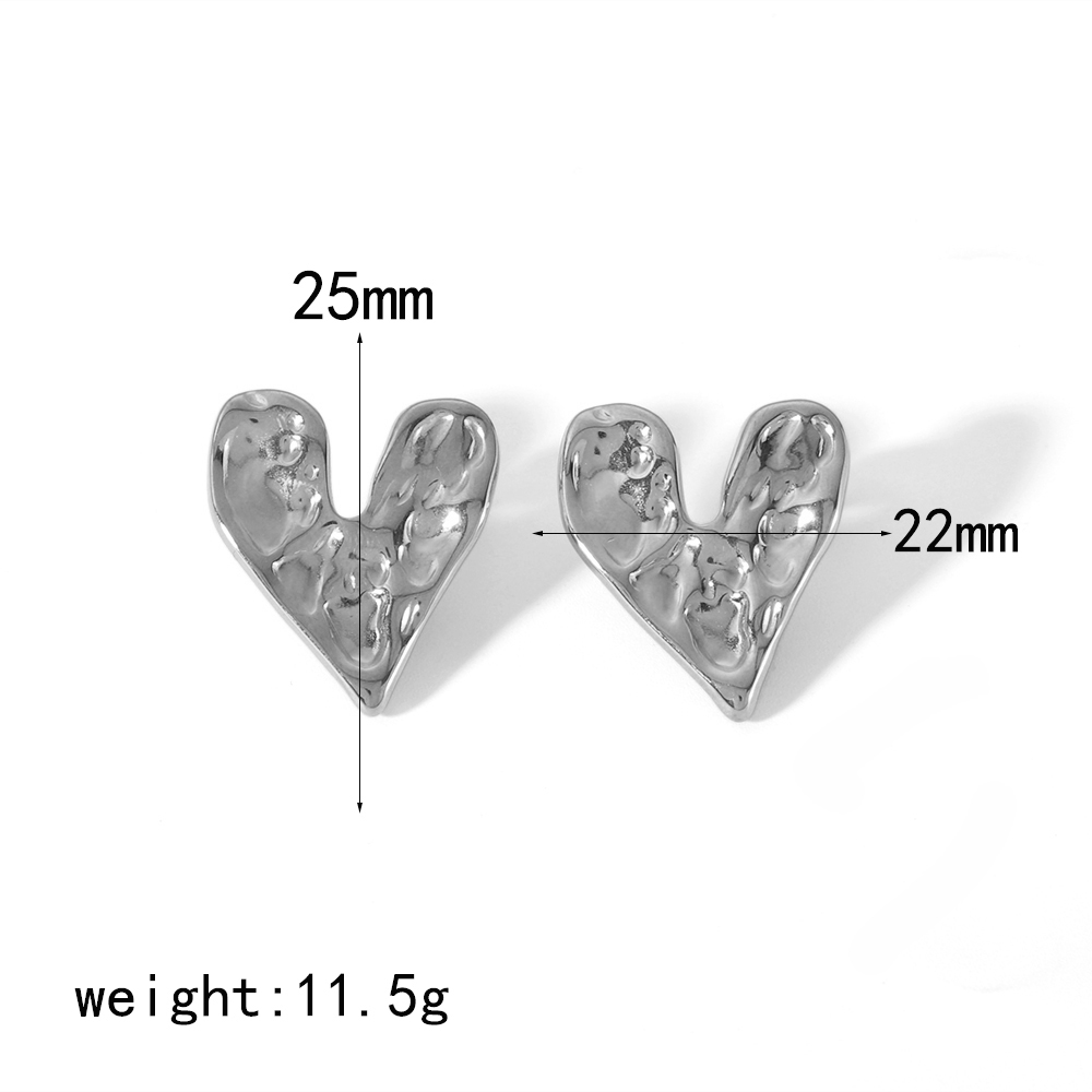 1 Pair Simple Style Heart Shape Polishing Plating 304 Stainless Steel 18K Gold Plated Ear Studs display picture 5