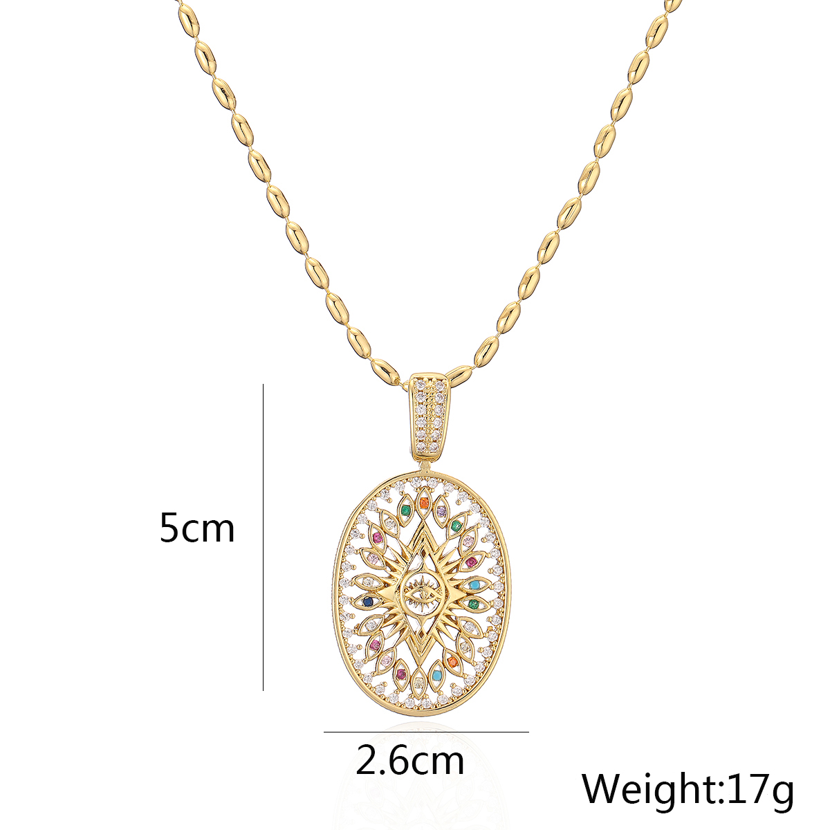 Simple Style Commute Cross Devil's Eye Copper Plating Inlay Zircon 18k Gold Plated Pendant Necklace display picture 1
