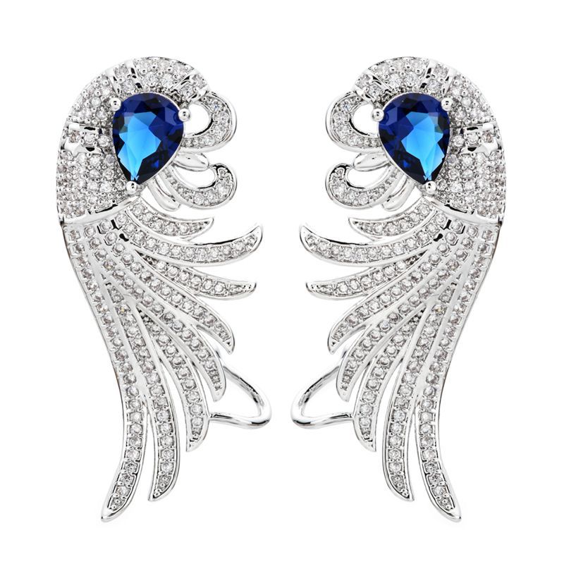 1 Pair Glam Luxurious Wings Plating Inlay Copper Zircon 18K Gold Plated Ear Studs display picture 5