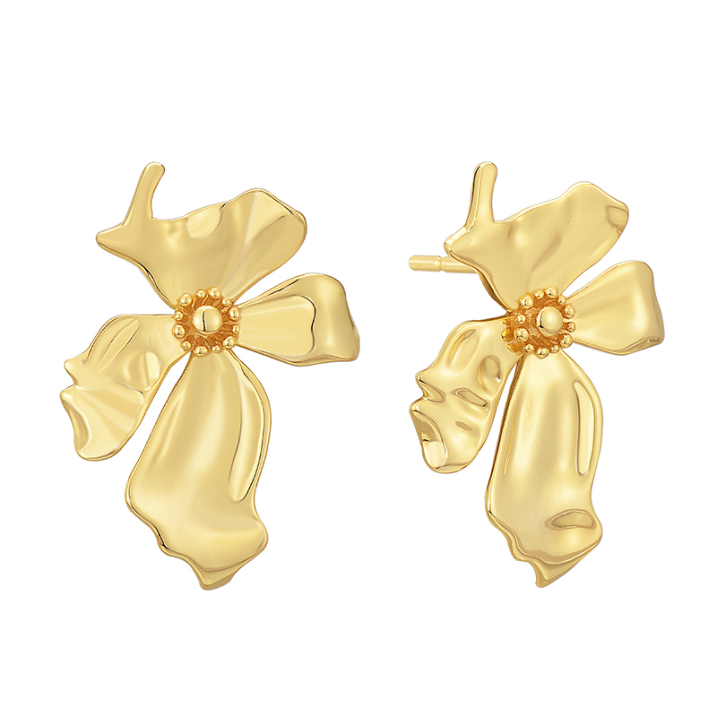 1 Pair Lady Flower Plating Copper 18k Gold Plated Ear Studs display picture 1