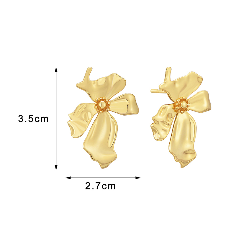 1 Pair Lady Flower Plating Copper 18k Gold Plated Ear Studs display picture 3