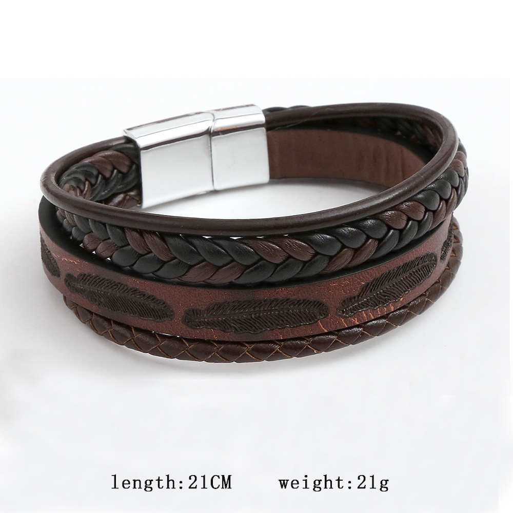 Classic Style Solid Color Pu Leather Alloy Men's Bracelets display picture 5