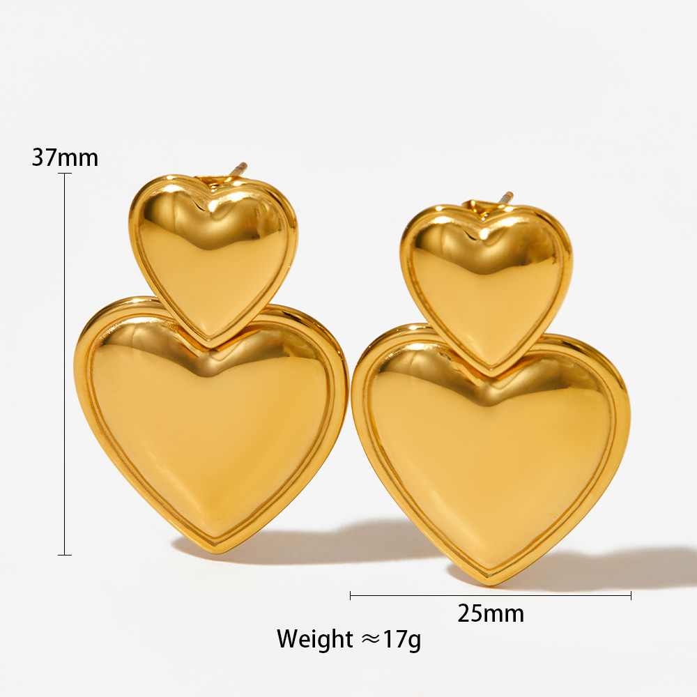 1 Pair Simple Style Heart Shape Polishing Plating 304 Stainless Steel 16K Gold Plated White Gold Plated Gold Plated Drop Earrings display picture 7