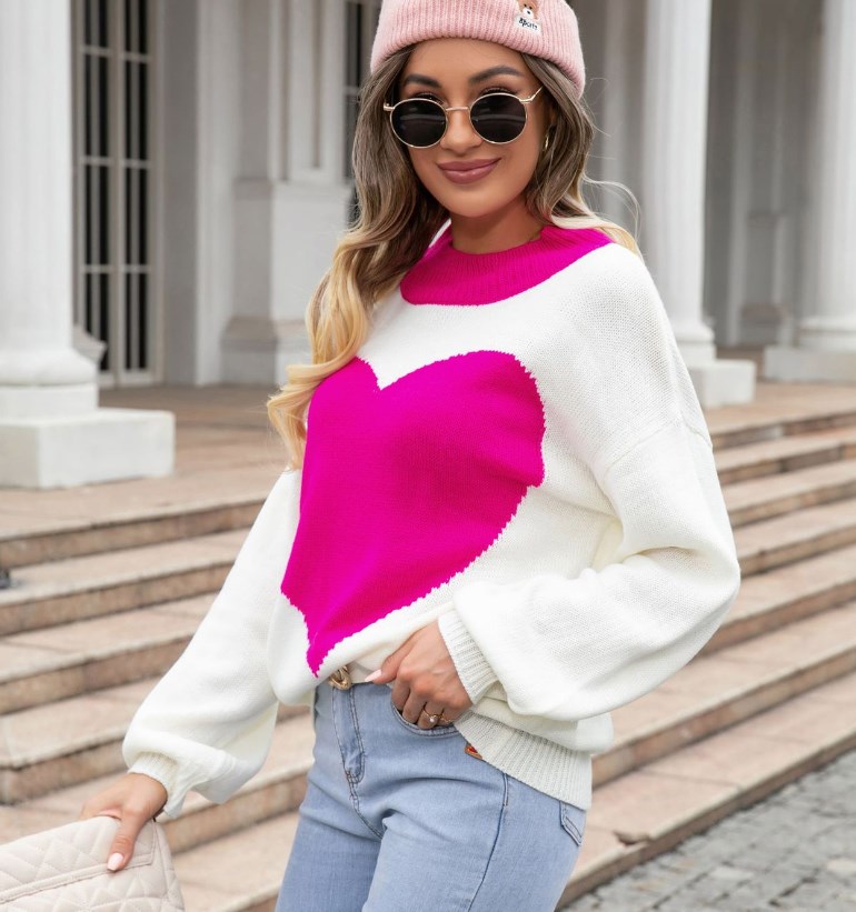 Women's Sweater Long Sleeve Sweaters & Cardigans Streetwear Heart Shape display picture 1