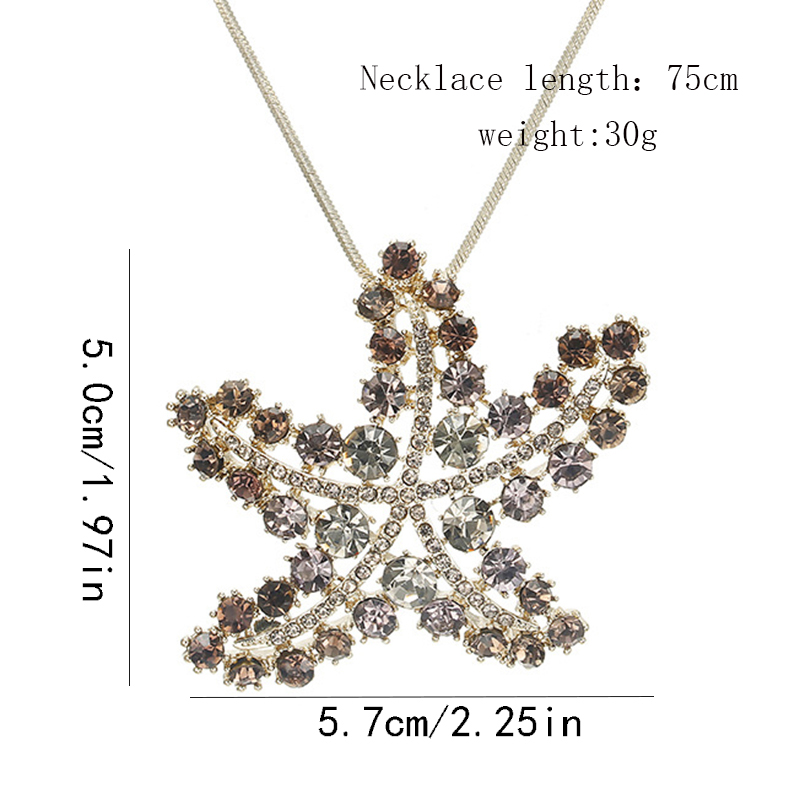 Lady Starfish Alloy Glass Copper Artificial Rhinestones Women's Sweater Chain display picture 1
