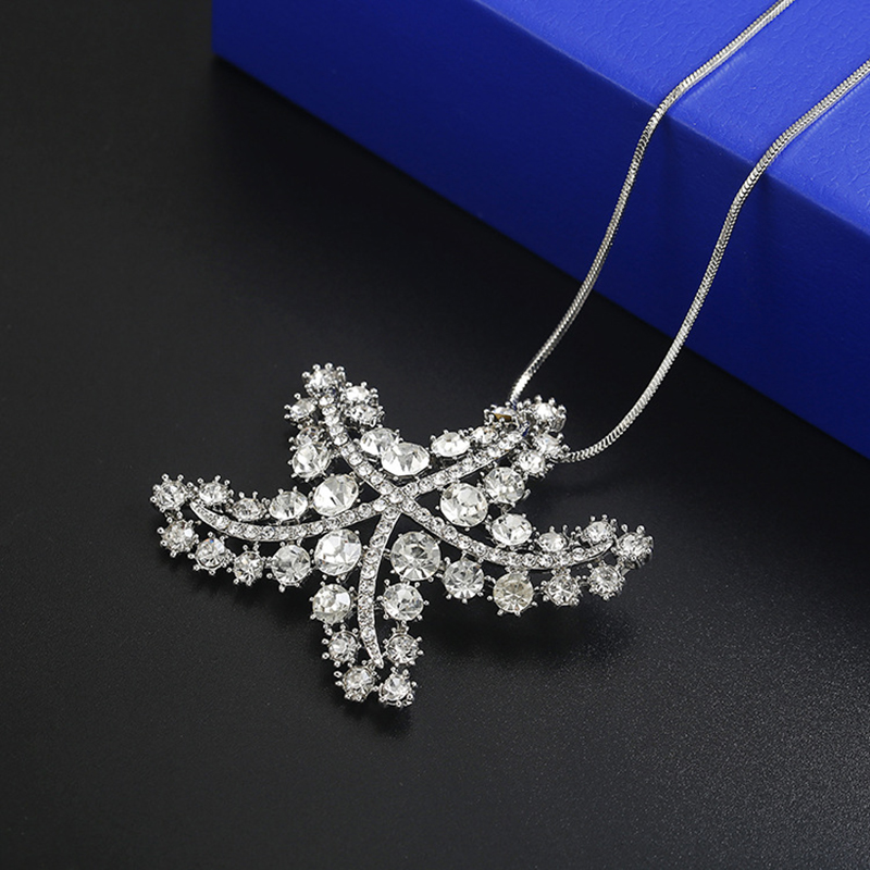 Lady Starfish Alloy Glass Copper Artificial Rhinestones Women's Sweater Chain display picture 7