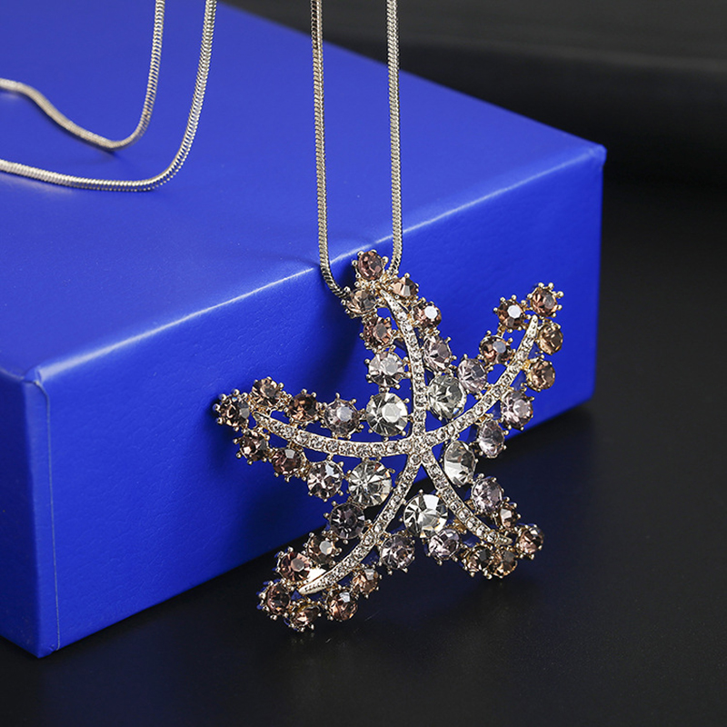Lady Starfish Alloy Glass Copper Artificial Rhinestones Women's Sweater Chain display picture 4
