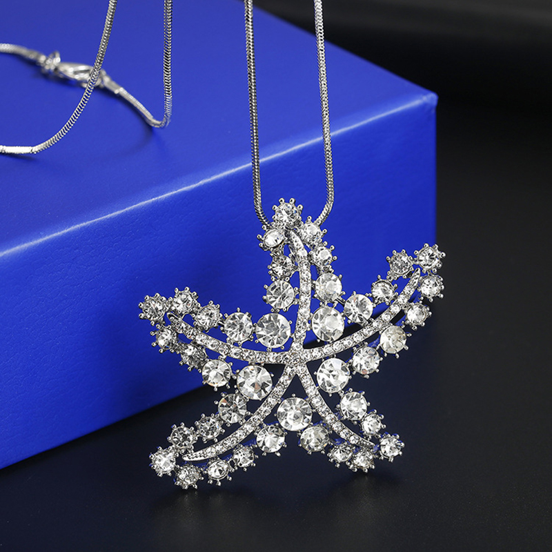 Lady Starfish Alloy Glass Copper Artificial Rhinestones Women's Sweater Chain display picture 3