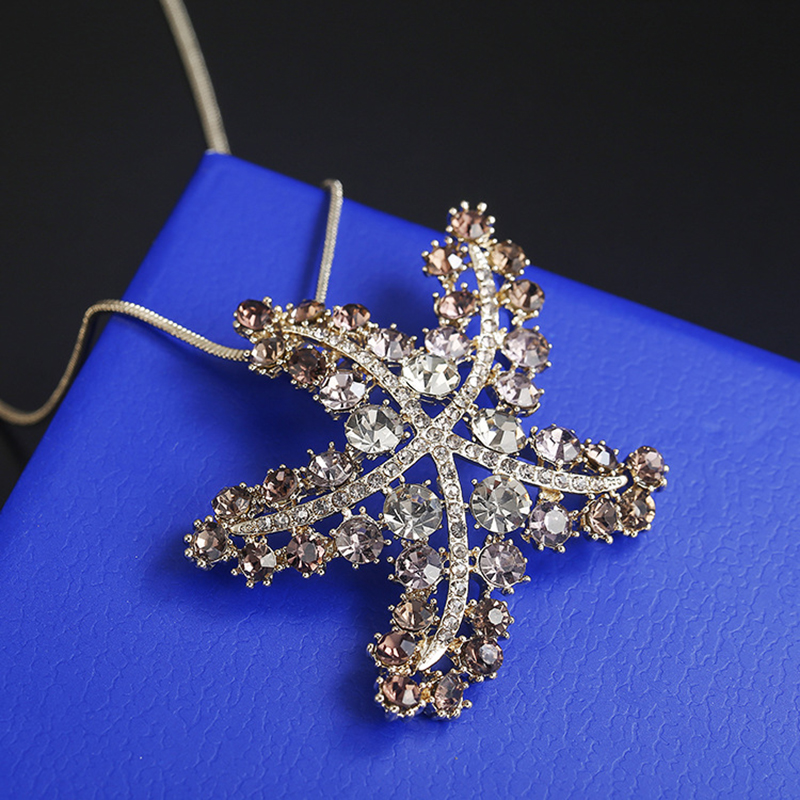Lady Starfish Alloy Glass Copper Artificial Rhinestones Women's Sweater Chain display picture 6