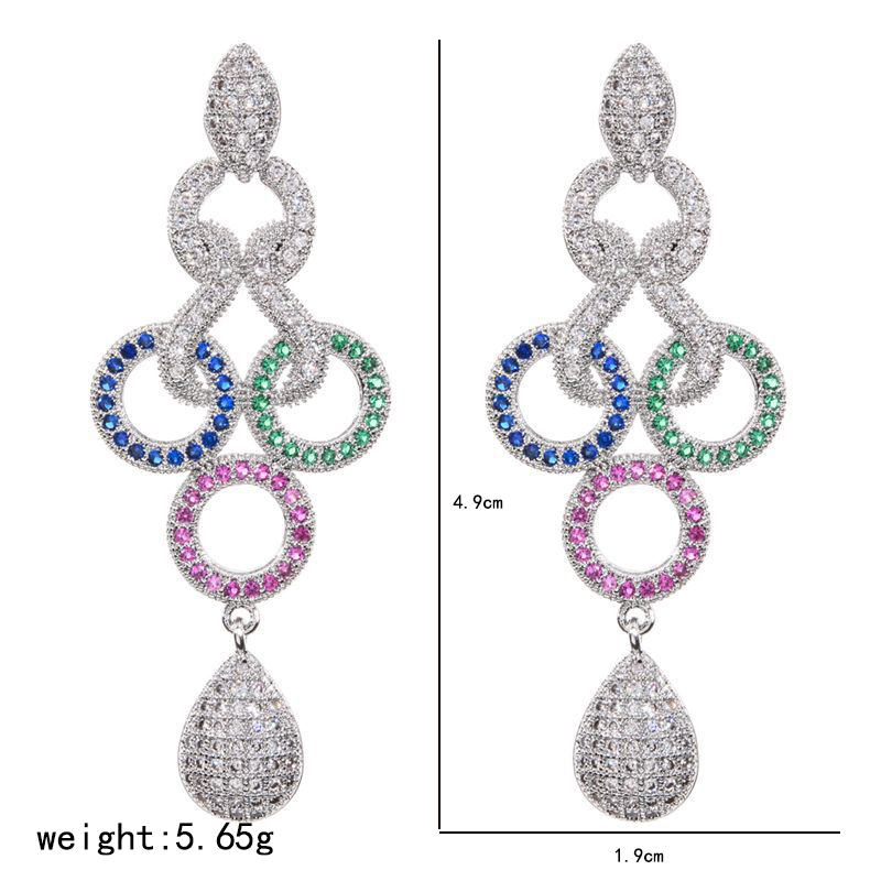 1 Pair Elegant Geometric Plating Copper Zircon White Gold Plated Drop Earrings display picture 5