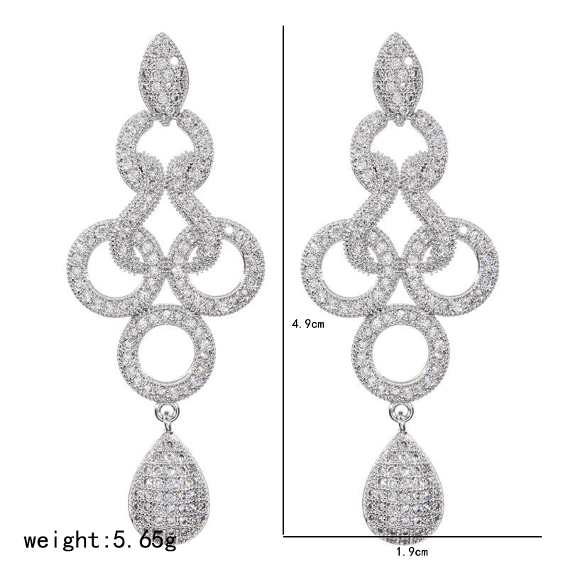 1 Pair Elegant Geometric Plating Copper Zircon White Gold Plated Drop Earrings display picture 6