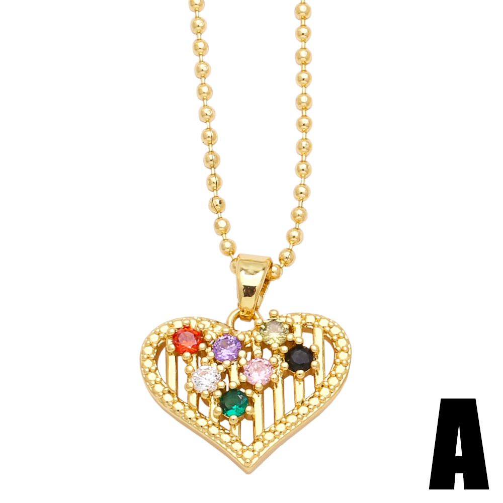 Sweet Heart Shape Copper Plating Inlay Zircon 18k Gold Plated Necklace display picture 3