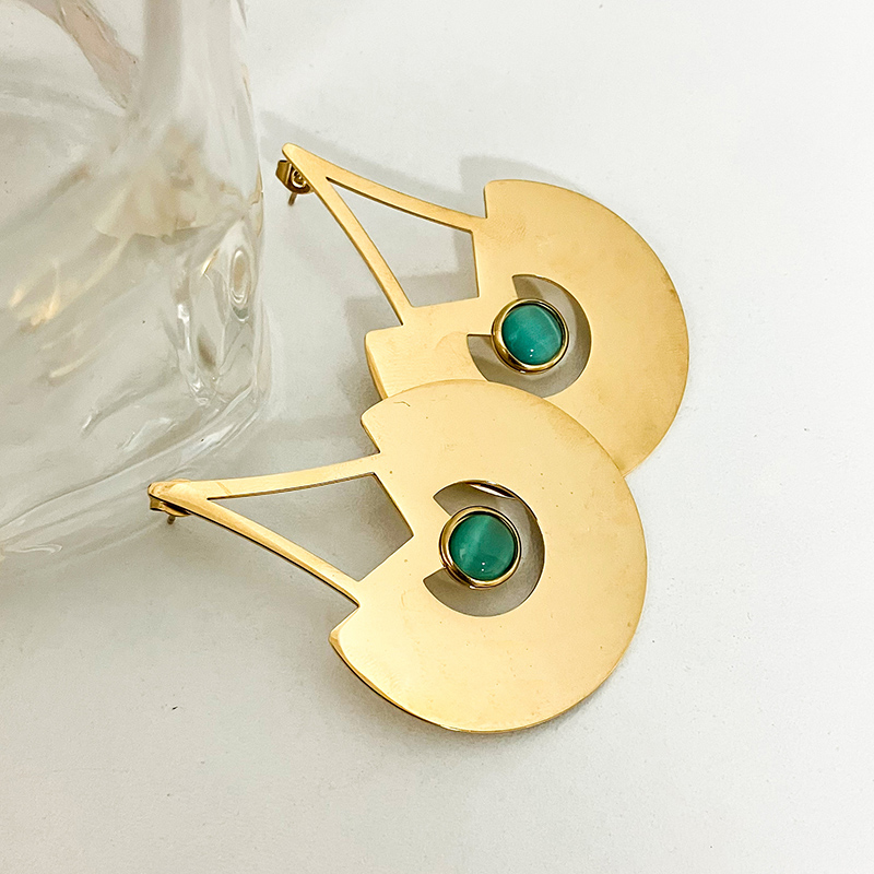 1 Pair Lady Cherry Plating Inlay 304 Stainless Steel Glass Stone 14K Gold Plated Drop Earrings display picture 4