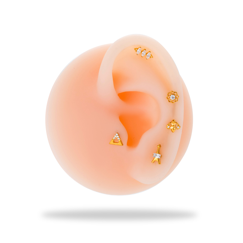 1 Piece Ear Cartilage Rings & Studs Simple Style Flower Pure Titanium Plating Inlay Zircon display picture 3