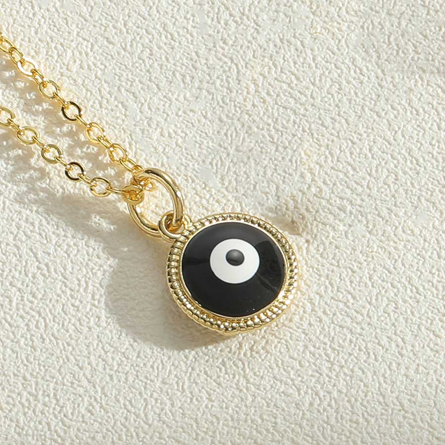 Simple Style Eye Copper Enamel Plating 14k Gold Plated Pendant Necklace display picture 7