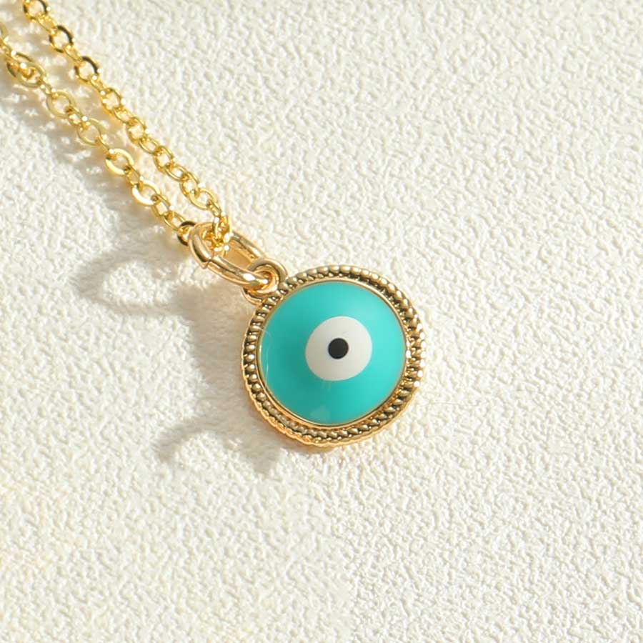 Simple Style Eye Copper Enamel Plating 14k Gold Plated Pendant Necklace display picture 5