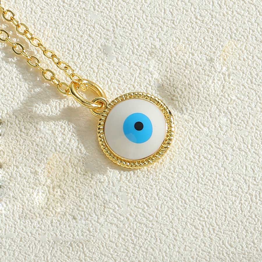Simple Style Eye Copper Enamel Plating 14k Gold Plated Pendant Necklace display picture 6