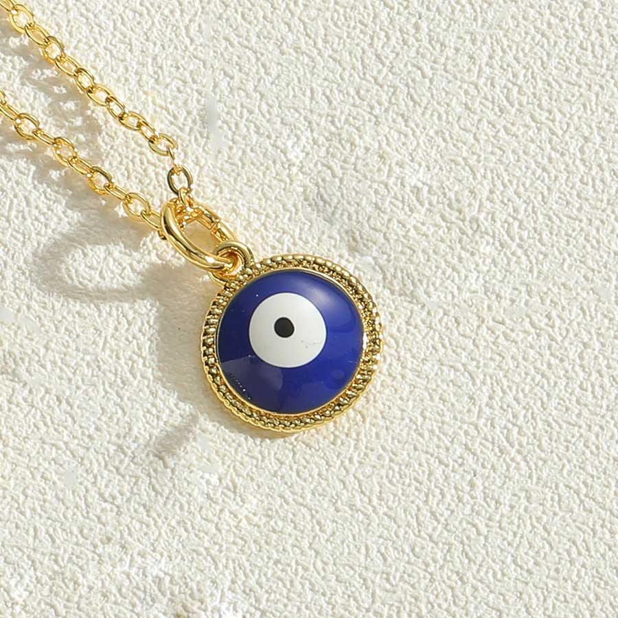 Simple Style Eye Copper Enamel Plating 14k Gold Plated Pendant Necklace display picture 4