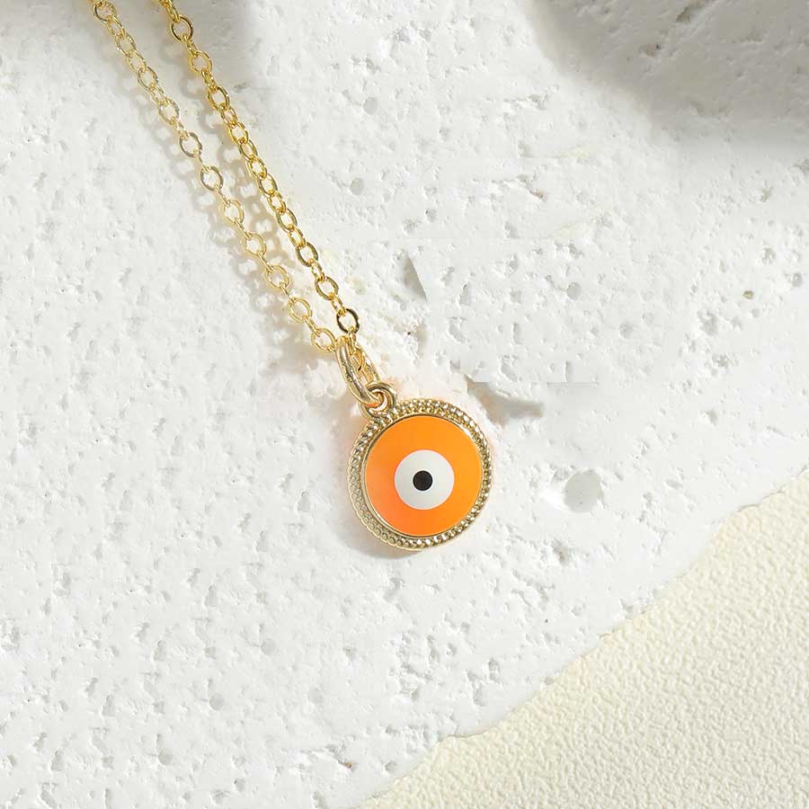 Simple Style Eye Copper Enamel Plating 14k Gold Plated Pendant Necklace display picture 1