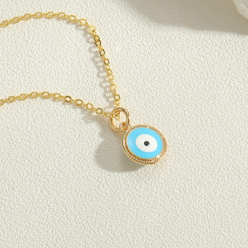 Simple Style Eye Copper Enamel Plating 14k Gold Plated Pendant Necklace display picture 12