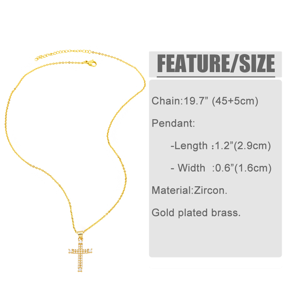 Simple Style Cross Copper Plating Inlay Zircon 18k Gold Plated Necklace display picture 1