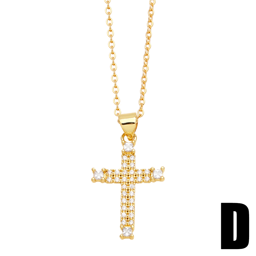 Simple Style Cross Copper Plating Inlay Zircon 18k Gold Plated Necklace display picture 7