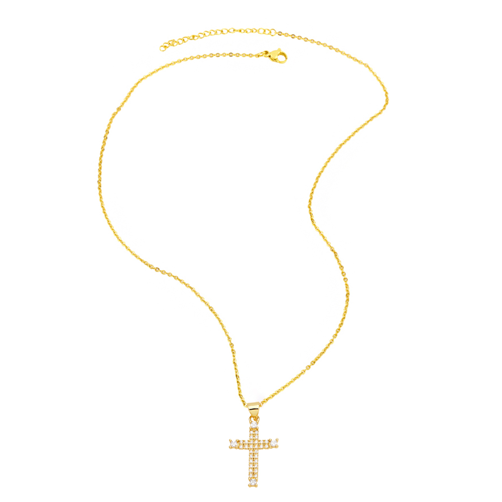 Simple Style Cross Copper Plating Inlay Zircon 18k Gold Plated Necklace display picture 6