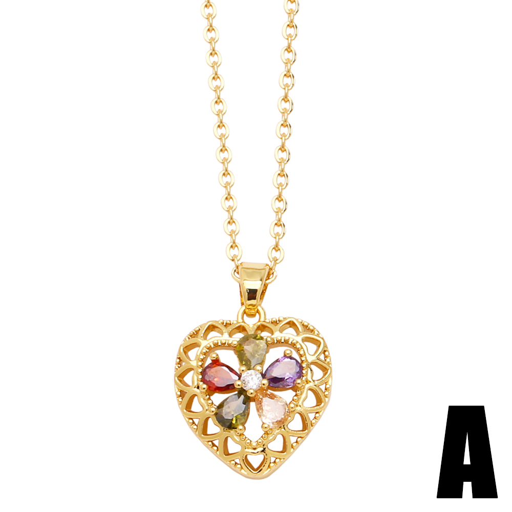 Simple Style Heart Shape Copper Plating Inlay Zircon 18k Gold Plated Necklace display picture 2