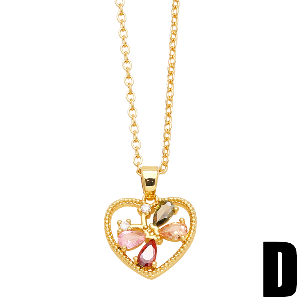 Simple Style Heart Shape Copper Plating Inlay Zircon 18k Gold Plated Necklace display picture 4