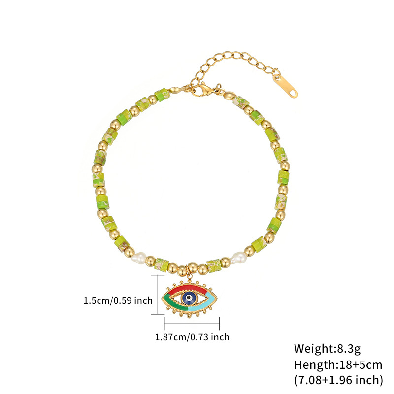 Lässig Einfacher Stil Auge Rostfreier Stahl Titan Stahl Perlen Vergoldet Armbänder display picture 7