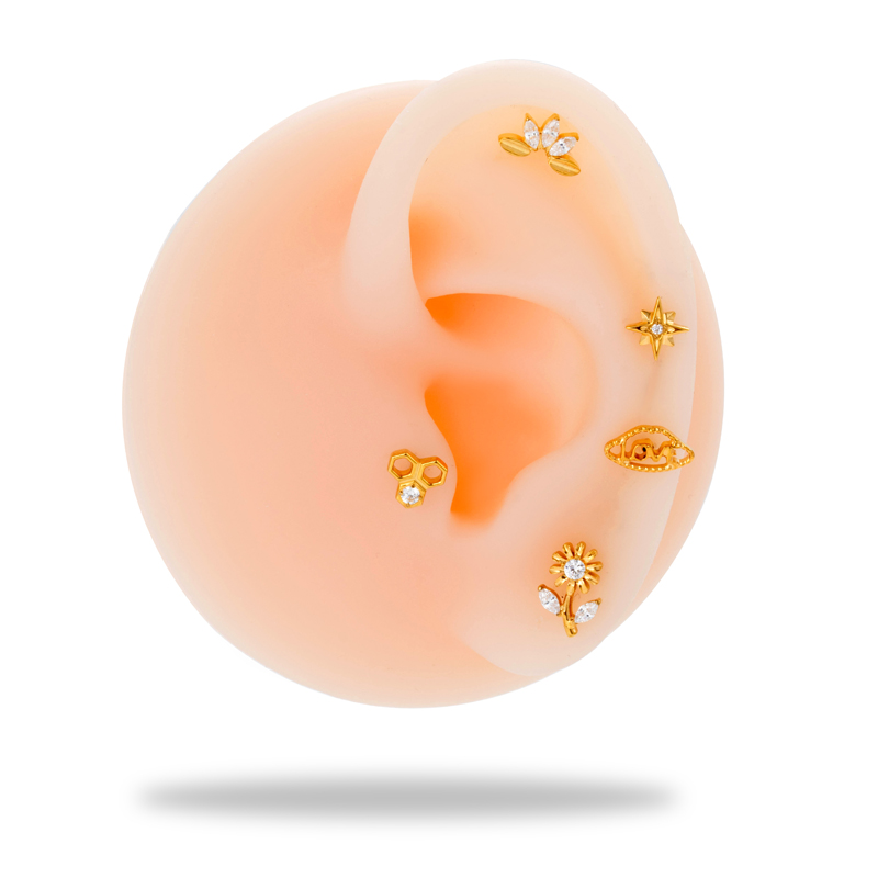 1 Piece Ear Cartilage Rings & Studs Simple Style Korean Style Flower Pure Titanium Plating Inlay Zircon display picture 3