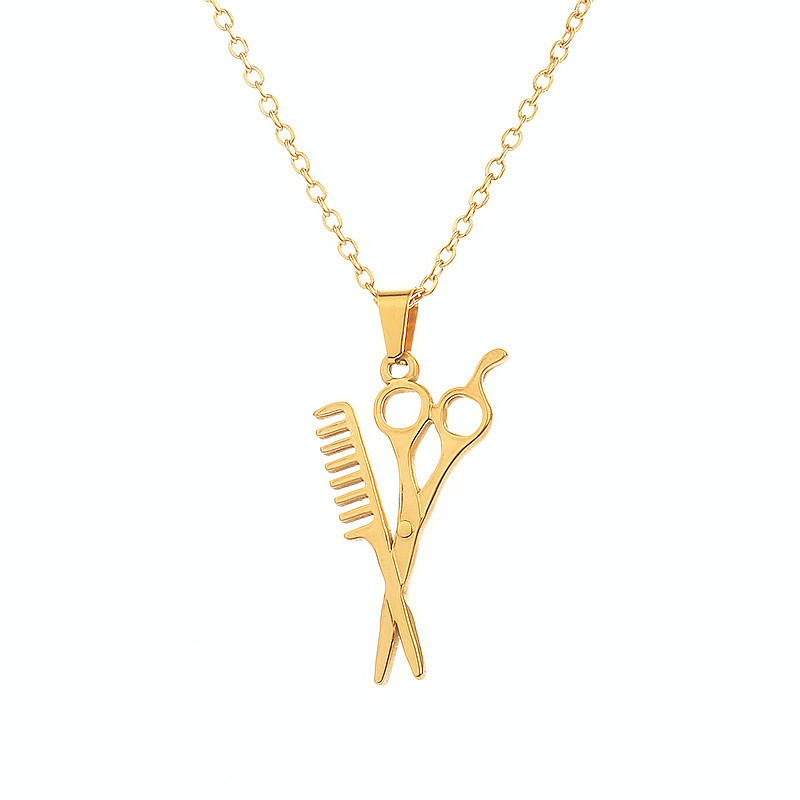 Simple Style Scissors Stainless Steel Plating 18k Gold Plated Pendant Necklace display picture 5