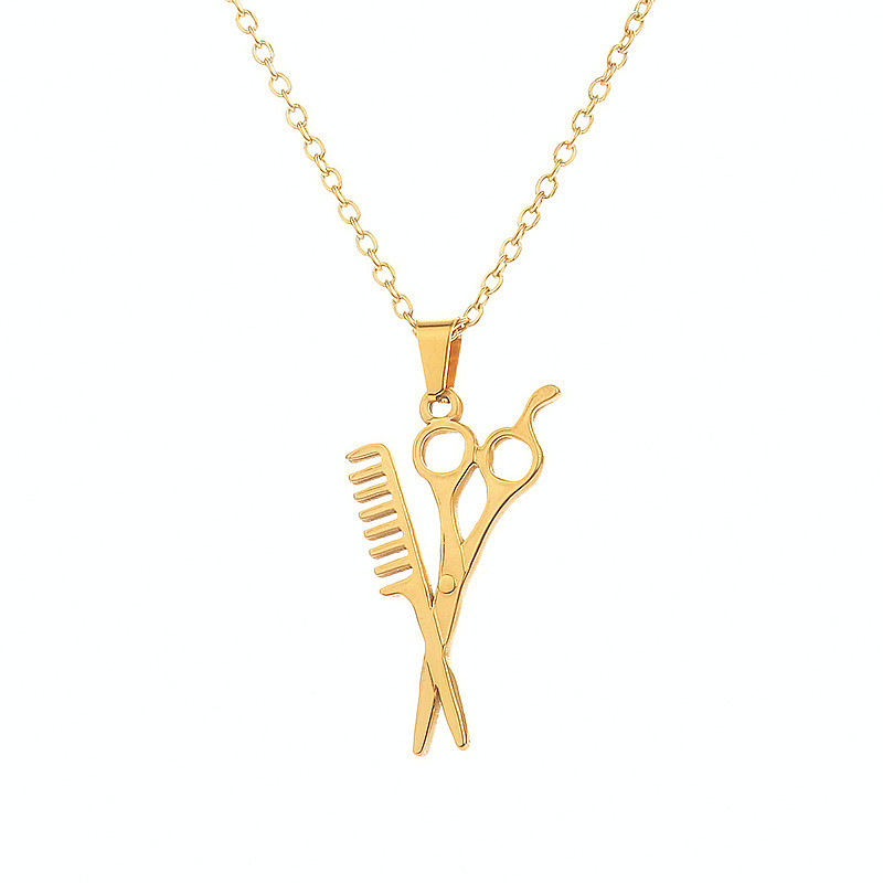 Style Simple Les Ciseaux Acier Inoxydable Placage Plaqué Or 18k Pendentif display picture 5