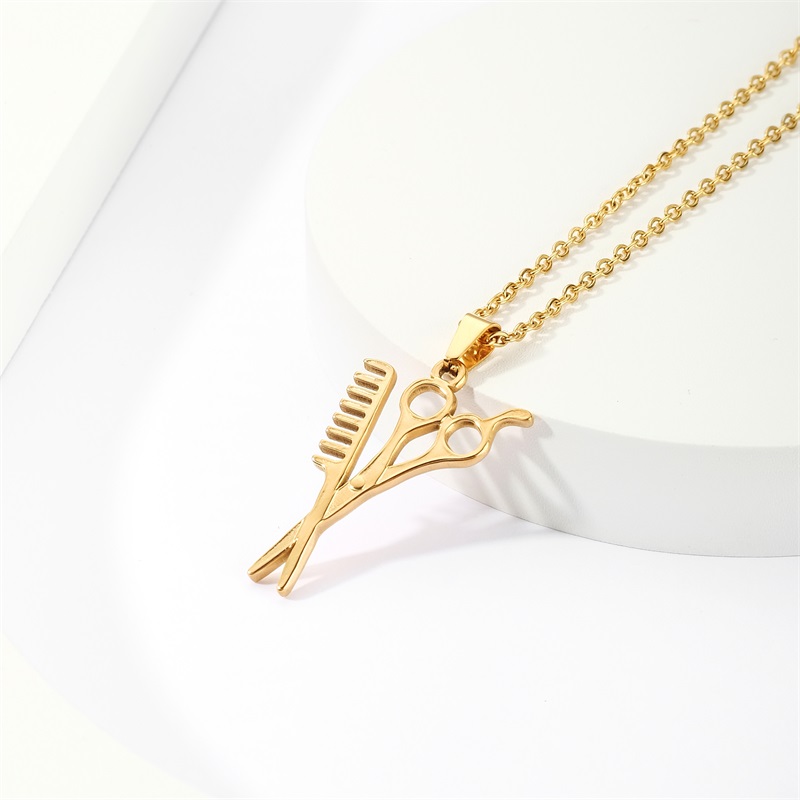 Simple Style Scissors Stainless Steel Plating 18k Gold Plated Pendant Necklace display picture 3