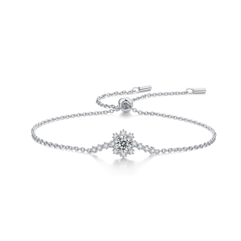 Elegant Classic Style Snowflake Sterling Silver Plating Inlay Moissanite 18k Gold Plated Bracelets display picture 4
