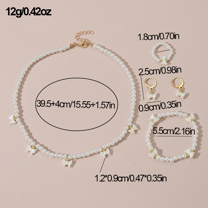 Sweet Round Artificial Pearl Beaded Women's Bracelets Earrings Necklace display picture 6