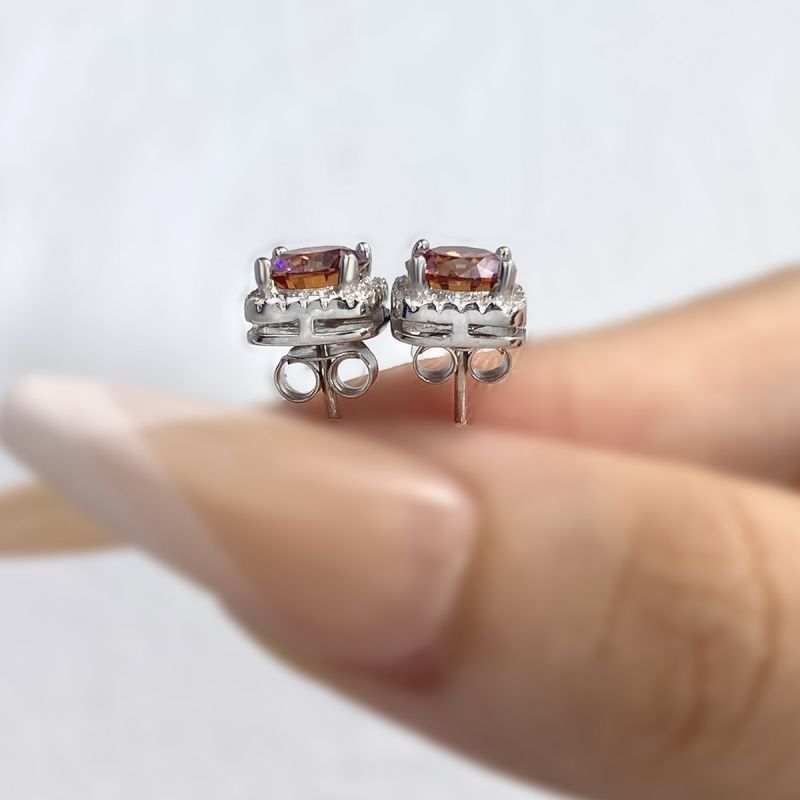 1 Pair Simple Style Square Gra Plating Inlay Sterling Silver Moissanite Silver Plated Ear Studs display picture 3