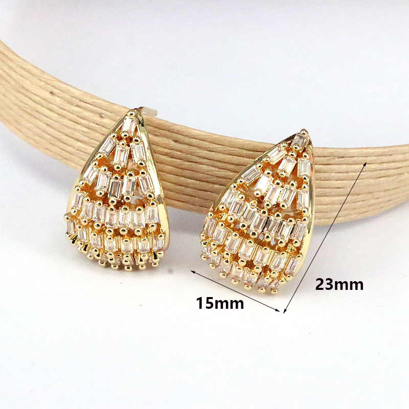 1 Pair Vintage Style Luxurious Simple Style Water Droplets Plating Mesh Inlay Copper Zircon Gold Plated Silver Plated Ear Studs display picture 6