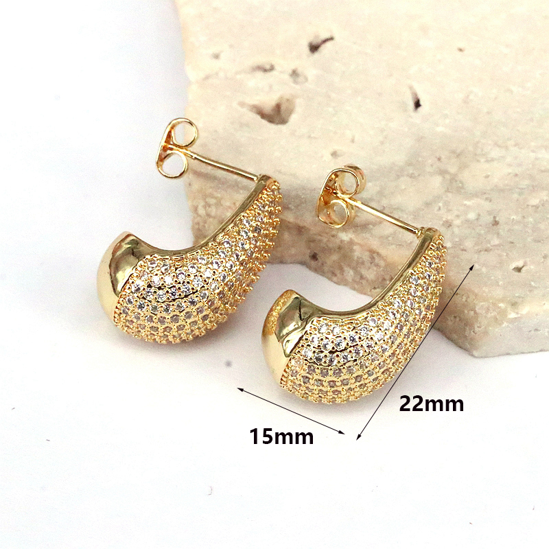 1 Pair Glam Luxurious Simple Style Water Droplets Plating Inlay Gold Plated Zircon 18k Gold Plated Ear Studs display picture 2