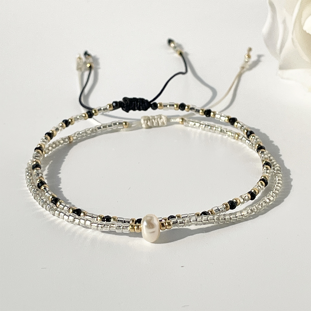 Casual Simple Style Circle Beaded Natural Stone Glass Pearl Bracelets Drawstring Bracelets display picture 8