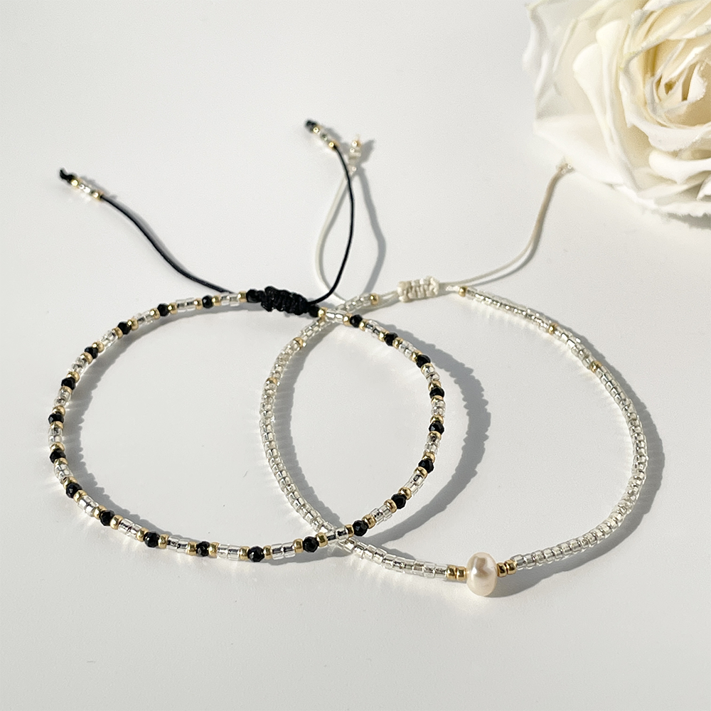 Casual Simple Style Circle Beaded Natural Stone Glass Pearl Bracelets Drawstring Bracelets display picture 9