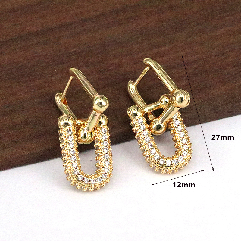 1 Pair Retro Luxurious Simple Style Double Ring Plating Inlay Copper Zircon 18k Gold Plated Drop Earrings display picture 3
