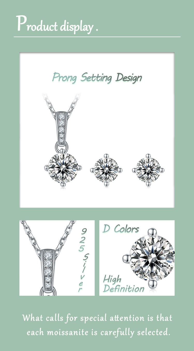 Shiny Solid Color Sterling Silver Plating Inlay Moissanite 18k Gold Plated Women's Jewelry Set display picture 1