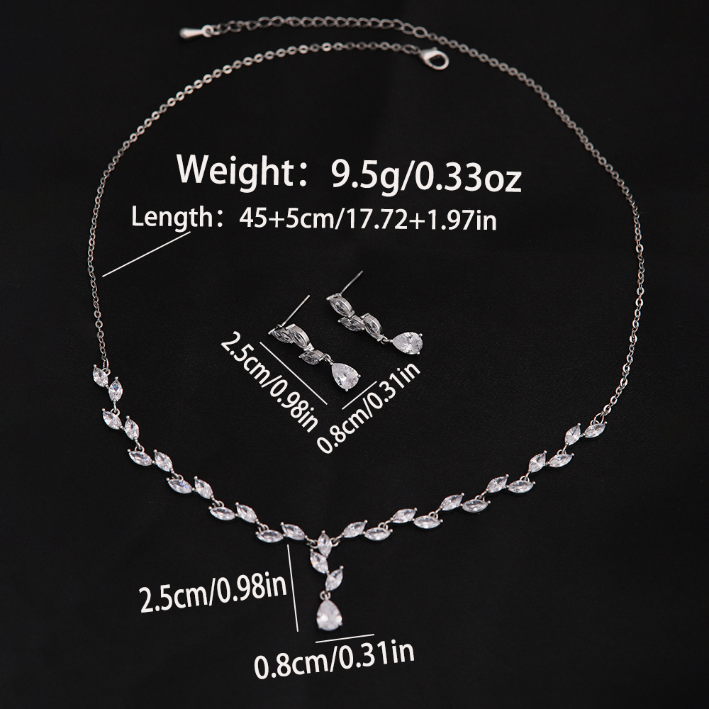 Elegant Solid Color Stainless Steel Copper Plating Inlay Zircon White Gold Plated Silver Plated Jewelry Set display picture 5