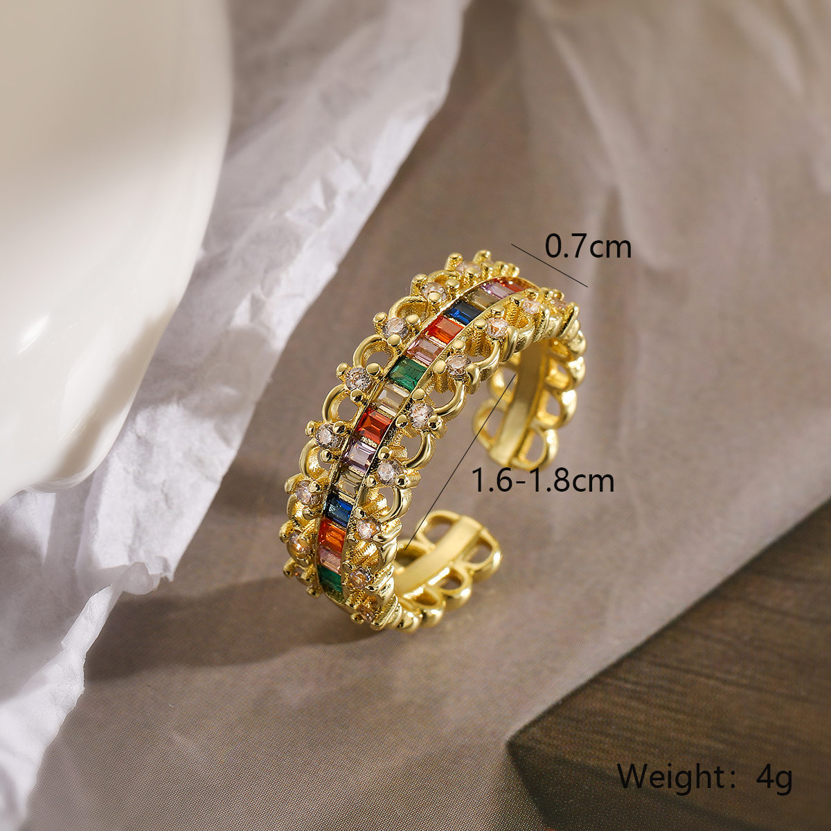 Einfacher Stil Herzform Kupfer Überzug Inlay Zirkon 18 Karat Vergoldet Offener Ring display picture 3