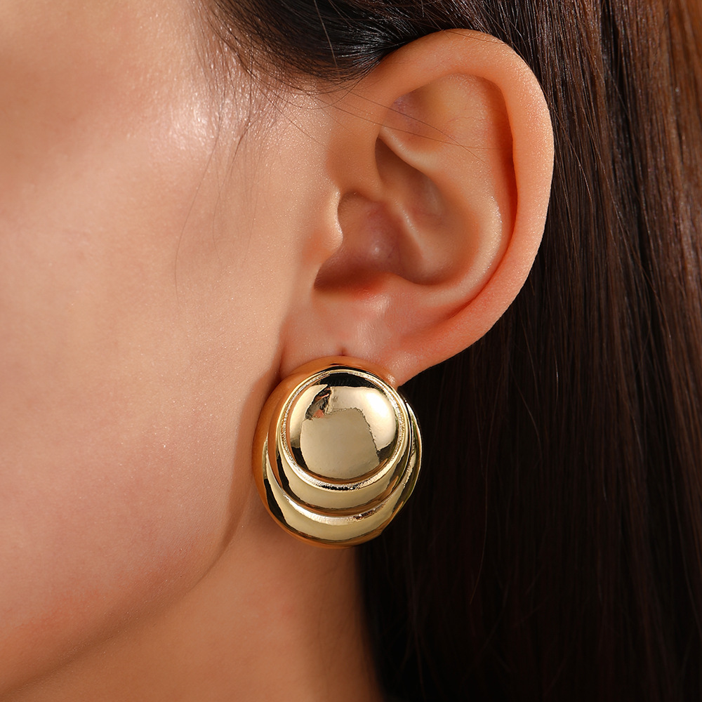 1 Pair Simple Style Solid Color Plating Copper Gold Plated Ear Studs display picture 5