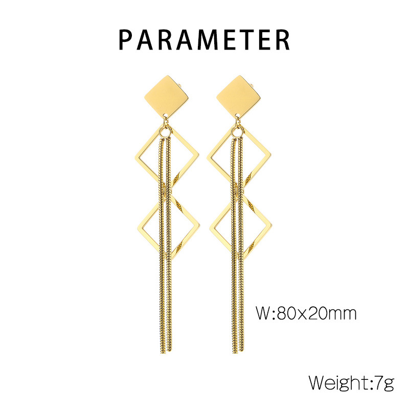 1 Pair IG Style Simple Style Geometric Plating Chain Titanium Steel 18K Gold Plated Drop Earrings display picture 1