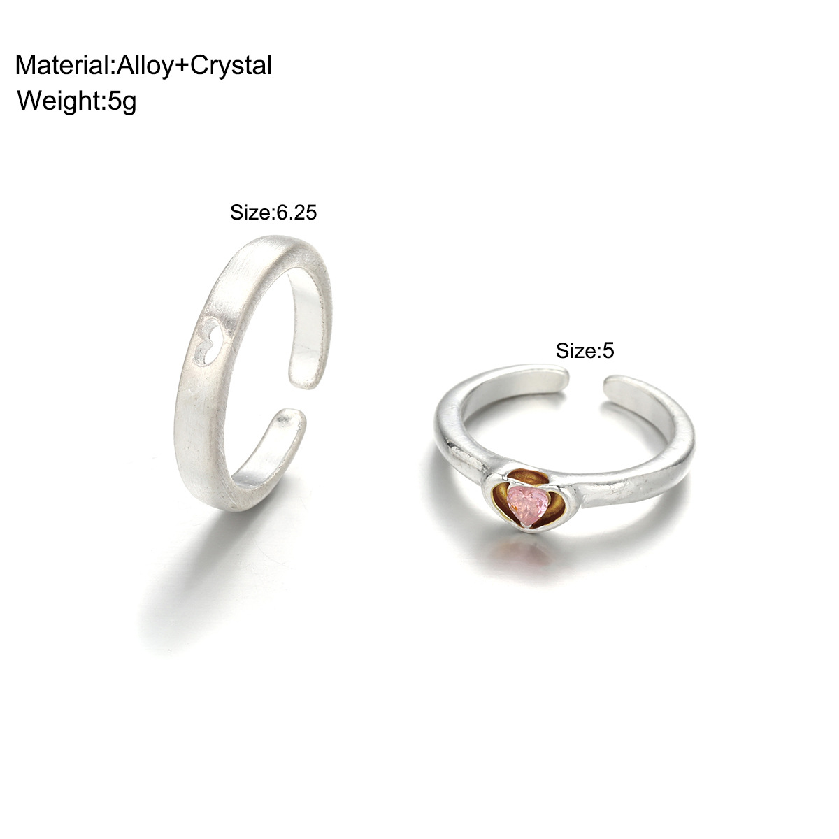 Simple Style Commute Heart Shape Alloy Inlay Rhinestones Couple Open Rings display picture 1